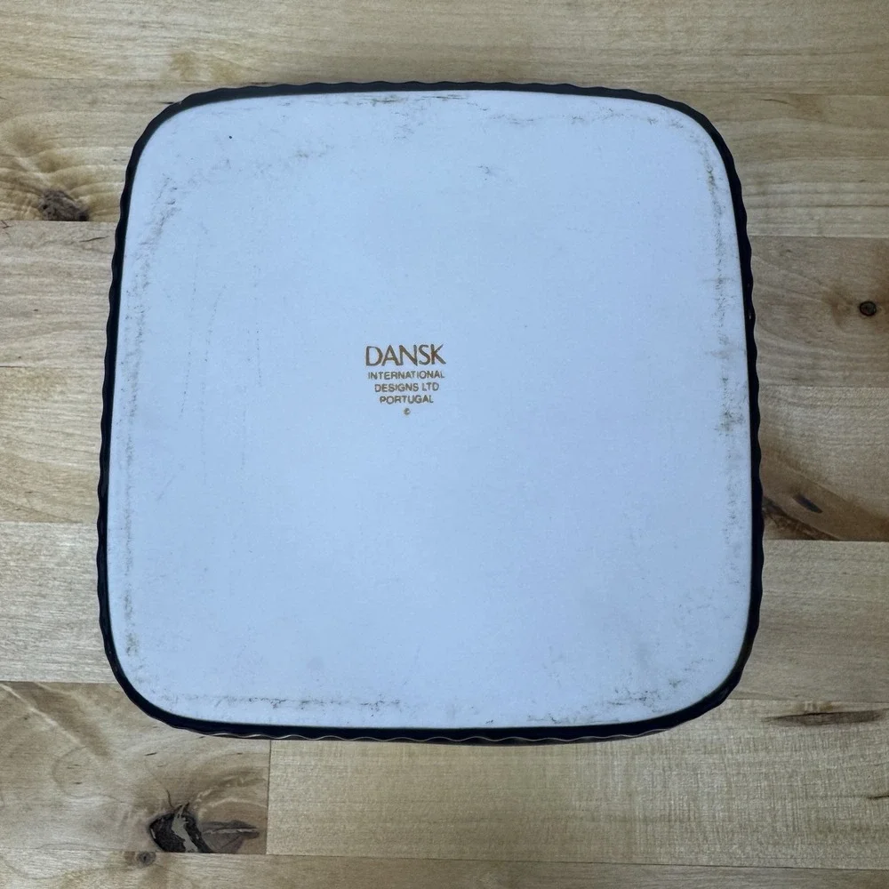 Dansk Navy Blue Square Stoneware Baking Dish Ribbed Portugal 7.5 x 7.5 A